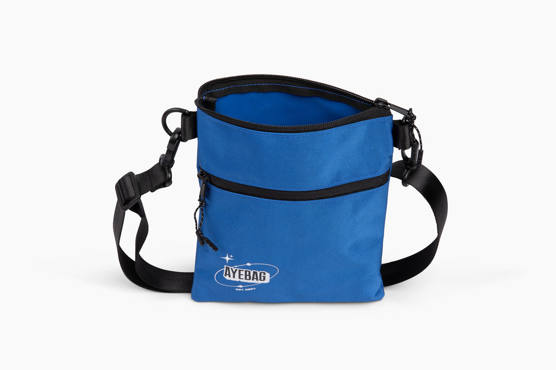 Hands-Free AYE Blue Crossbody Bag—Perfect for Clubbers and Festival Goers